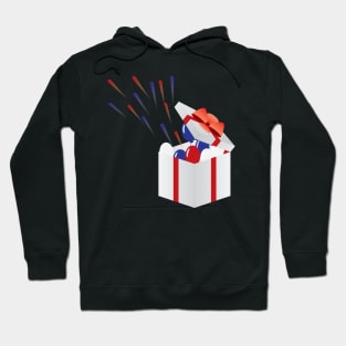 Blue, Red, White Balloons and Fireworks Hoodie